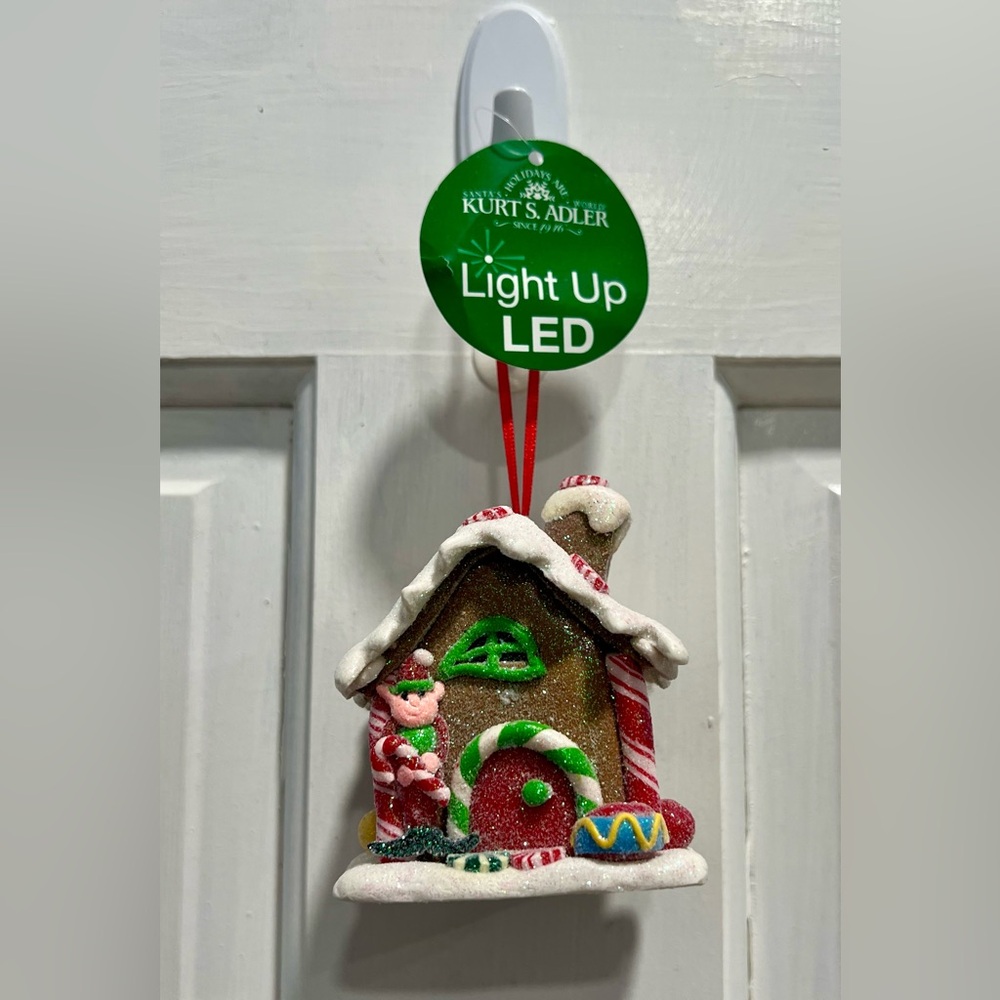 KURT ADLER NWT Gingerbread House LED Christmas Ornament DEFECT NEEDS NEW BATTERY